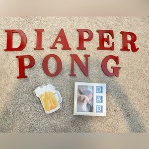 Diaper Pong Letters - Wooden Letters 4 inches Baby Shower Manshower